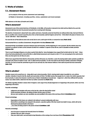 A-level Religious Studies EDEXCEL (4B: Christianity) - full resources for topic 5: Works of Scholars