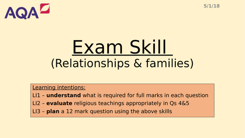Relationships & Families exam skill lesson AQA