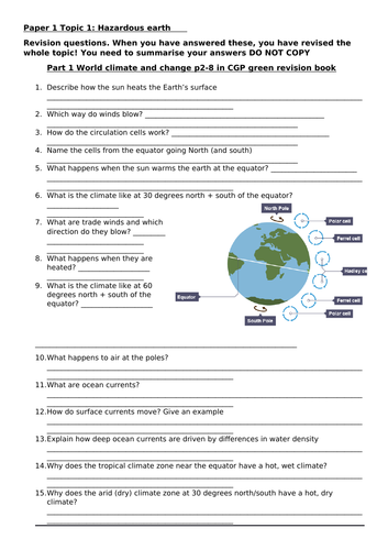 Edexcel B GCSE Geography 9-1 Topic 1 Hazardous Earth revision questions (Full spec coverage)