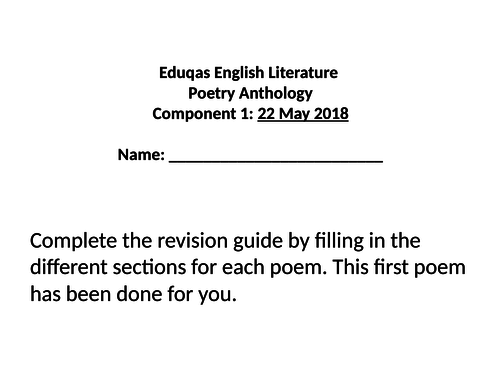 Eduqas Poetry Revision Guide 1-9