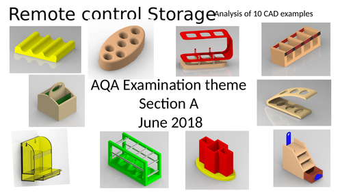 GCSE D&T 1-9 -Section A- Preparation - Evaluation of 10 example Remote control storage, Design sheet