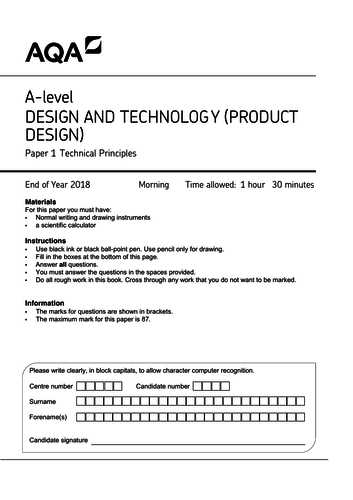 A Level Product (New Spec) Exam Papers