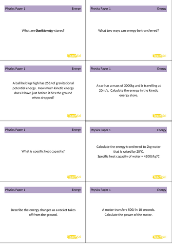 AQA GCSE (Combined) Physics Flashcards (Paper 1 and 2)