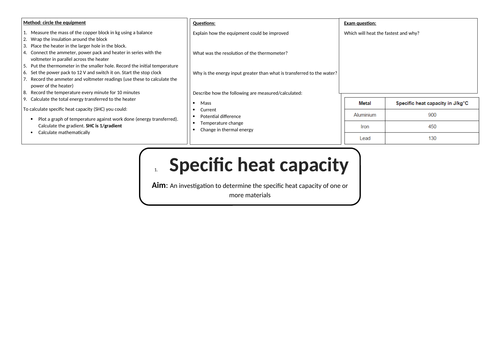 Energy required practical revision Physics AQA