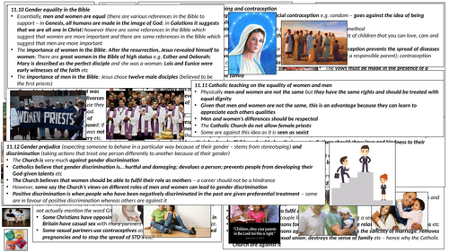 AQA B GCSE - Chapter 11 Religion, Relationships and Families Revision - CANNOT BE PRINTED