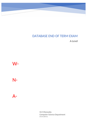 Database MOC Exam A-Level