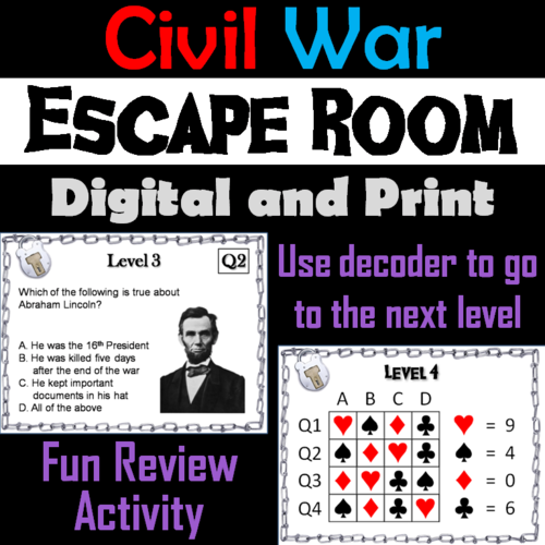 Civil War: Escape Room - Social Studies