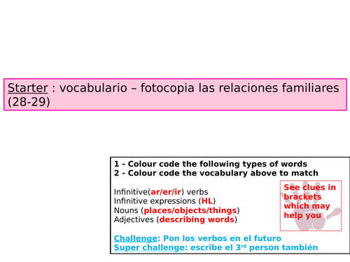 Spanish new GCSE - Engaging Speaking lesson model - vocabulary focus - FAMILY