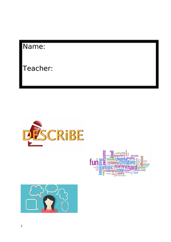 AQA Creative writing workbook - 3 tasks (character description )