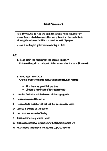 An initial assessment for English GCSE