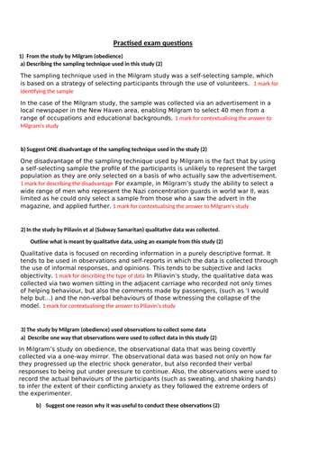 CIE A' level Psychology - Social Approach examination questions with exemplar answers