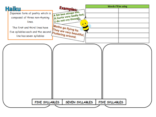 Persuasive and creative writing frames/tasks