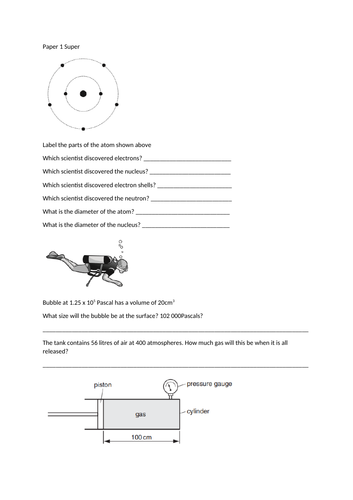 AQA 9-1 Paper 1 Physics Revision 16 Pages. All new!!