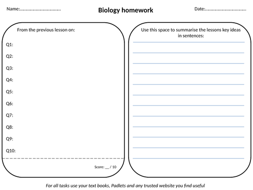 AQA A-Level Biology - All HW for Mass transport topic - Flipped style