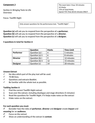 Component 3 (Pearson/Edexcel) Drama 1-9 Section A Revision