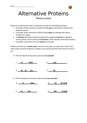 GCSE Alternative Proteins Differentiated Worksheets