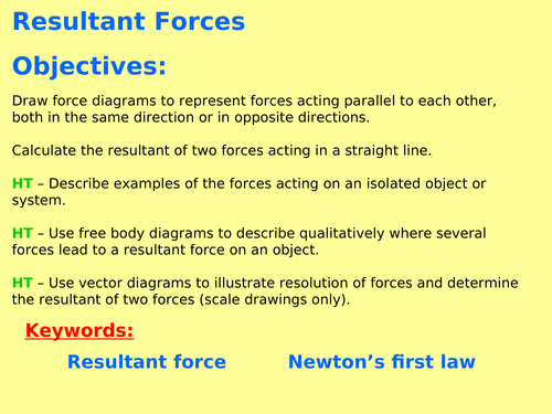 New AQA P5.2 (New Physics GCSE  spec 4.5 - exams 2018) - Resultant forces