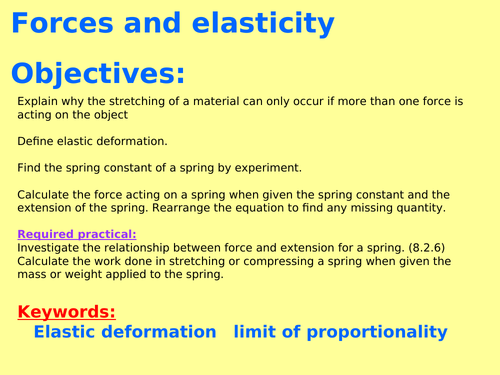 New AQA P5.5 (New Physics spec 4.5 - exams 2018) - Forces and elasticity (including required prac)