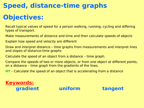 New AQA P5.11 (New Physics spec 4.5 - exams 2018) - Speed, velocity and distance-time graphs