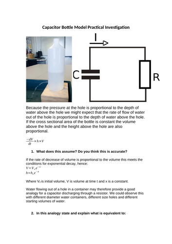 Capacitor Bottle Model and Exponential Decay