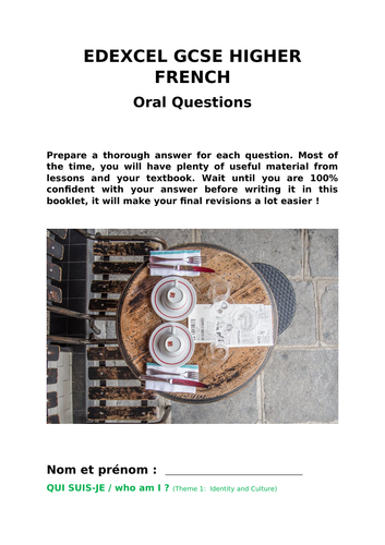 Oral questions AND answers ( Higher )
