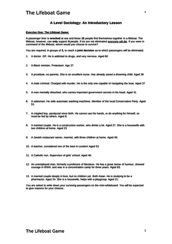 Taster Day: Sociology lesson