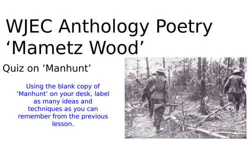 WJEC Anthology Poetry: 'Mametz Wood' by Owen Sheers