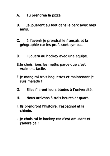 Simple future tense French GCSE