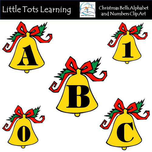 Alphabet and Numbers Clip Art - Christmas Bells - Commercial Use