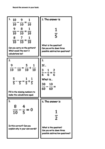 Year 3 - Subtracting Fractions Differentiated | Teaching Resources