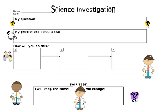 Science investigation sheets for KS1 and KS2