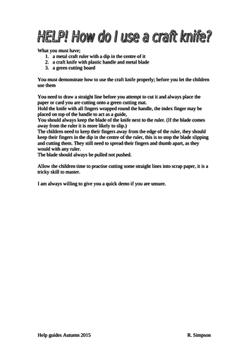 How-to-use-tools guides for primary school DT