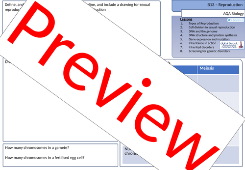 New AQA (2016) Biology B13 Reproduction - Revision Sheet