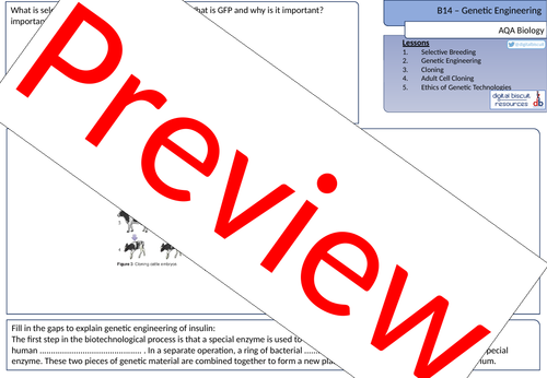New AQA (2016) Biology B14 Variation and Evolution - Revision Sheet