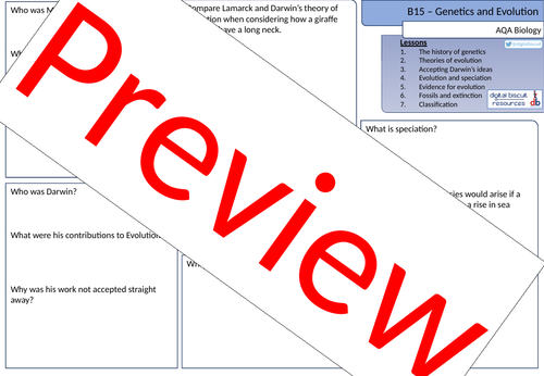 New AQA (2016) Biology B15 Genetics and Evolution - Revision Sheet