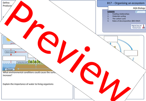 New AQA (2016) Biology B17 Organising an Ecosystem - Revision Sheet