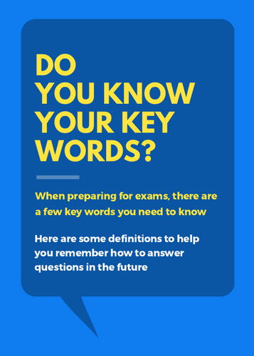 Key exam terms - Definitions poster