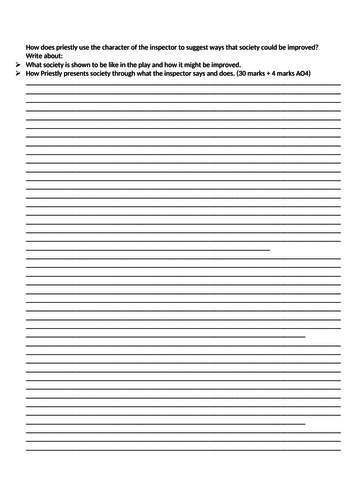 An Inspector Calls exam question and a top grade examplar/sample answer