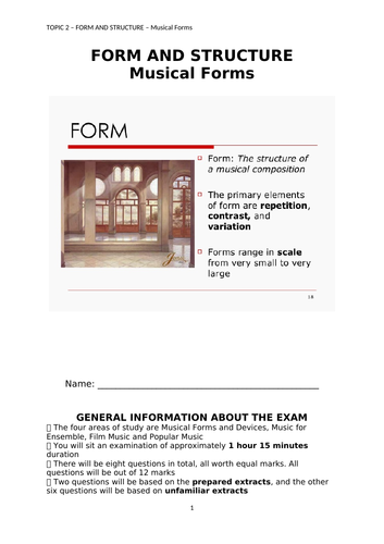 Form and Structure | Teaching Resources
