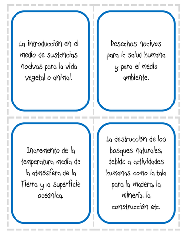 El medio ambiente (Definiciones) - Juegos de preguntas encadenadas y de correspondencias