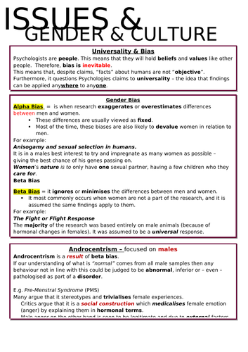 AQA A- Level Psychology: Issues and Debates