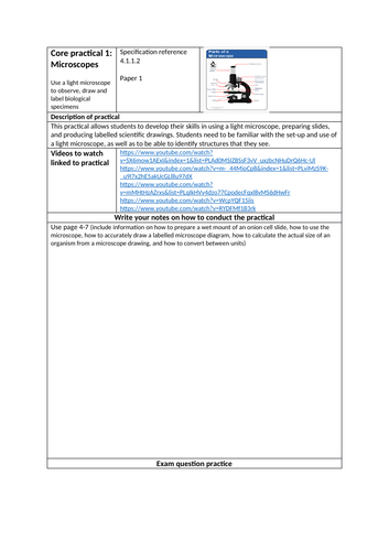 AQA Core Practical Biology Revision booklets