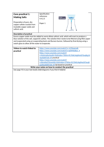 AQA Core Practical Chemistry Revision booklets
