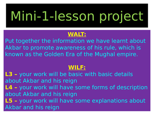 Mini lesson/homework project on Mughals