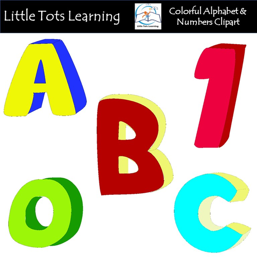COLORFUL Alphabet and Numbers Clip Art - Commercial Use