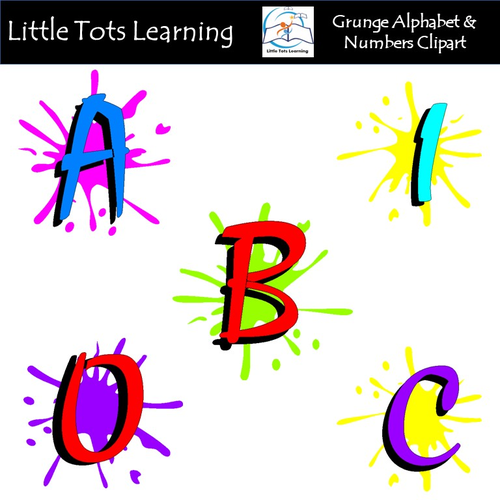 Grunge Alphabet and Numbers Clip Art - Commercial Use