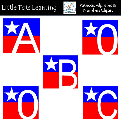 Patriotic Alphabet and Numbers Clip Art - Commercial Use