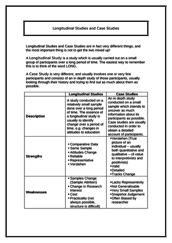 GCSE Sociology - Research Methods - Longitudinal studies and Case Studies - Lesson 8