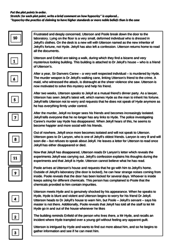 Dr Jekyll and Mr Hyde Plot Sort