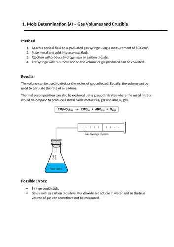 OCR A LEVEL CHEMISTRY -  REQUIRED PRACTICAL SUMMARY BOOKLET